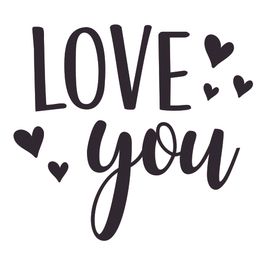 Lettering Transfer P/Balão Love You Coracao Preto