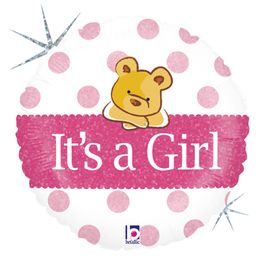 Metalizado Redondo Its A Girl Rosa