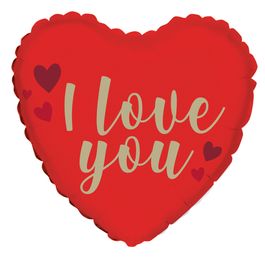 Metalizado Coração I Love You Vermelho / Ouro