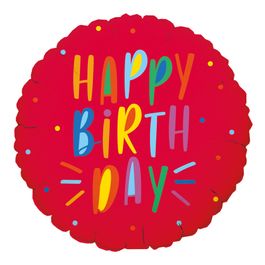 Metalizado Redondo Happy Birthday Vermelho