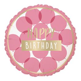 Metalizado Redondo Happy Birthday Rosa / Ouro
