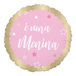 Metalizado Redondo Um Menina Rosa / Ouro