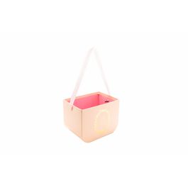 Caixa Quadrada Com Alca Liso Rosa Claro