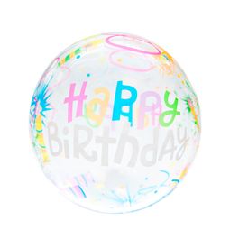 Transparente Bolha Happy Birthday Colorido