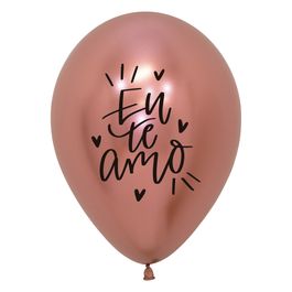 Látex Redondo Reflex Decorado Eu Te Amo Rose Gold