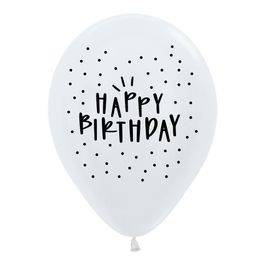 Látex Redondo Satin Sólido Happy Birthday Perola