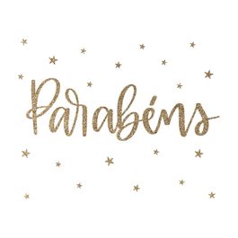 Lettering Transfer P/Balão Parabéns C/Glitter Ouro