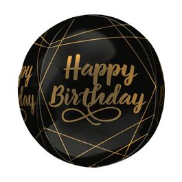 Metalizado Redondo Orbz Happy Birthday Elegante Branco