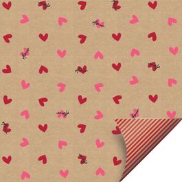 Papel Kraft Amor Preto / Vermelho / Rosa