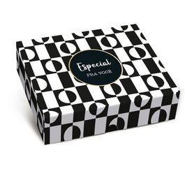 Caixa Retangular Tampa/Fundo New Tuile Preto / Branco