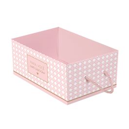 Caixote De Cartão Com Alça Paglia Rosa / Ouro