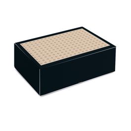 Caixa Ret Realce Rattan Preto / Branco / Pardo