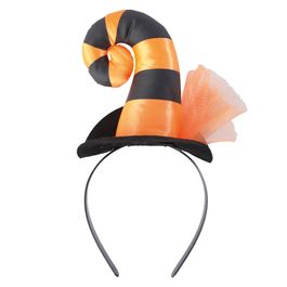 Tiara Chapéu de Bruxa Listras Laranja