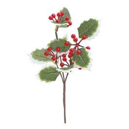 Galho Curto Folhas Frutas Vrd/Vrm 30Cm