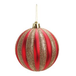 Bola Listrada Com Glitter Vermelho
