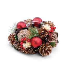 Porta Vela C/Pinha Folh Fruta Vrd/Vrm/Mrr 19Cm