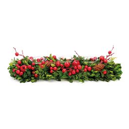 Porta Velas C/Folh Fruta Pinhas Vrm/Vrd 45Cm