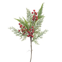 Galho Grande C/Folhas Frutas Vrd/Vrm 57Cm