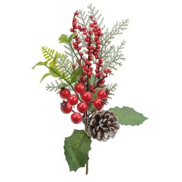 Galho Curto C/Folhas Frutas Vrd/Vrm/Mrr 24Cm