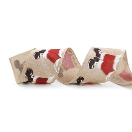 Fita Aramada Pernas Noel Natural/Vermelho/Branco