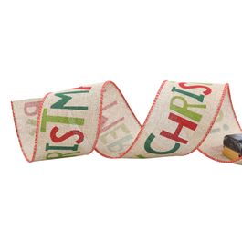 Fita Merry Christmas Natural/Vermelho/Verde