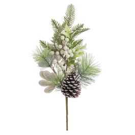 Galho Médio C/Folh E Pinha Vrd/Mrr/Bco 45Cm