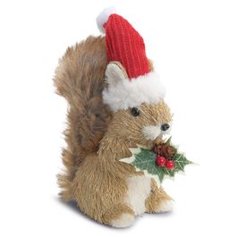 Esquilo Decorativo Com Gorro Folhas E Frutas