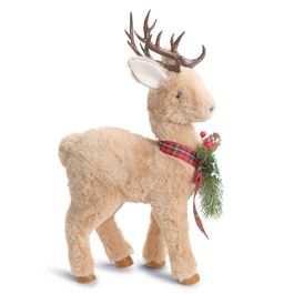 Rena Decorativo Em Pé Com Arranjo Marrom/Verde/Vermelho