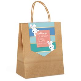 Sacola De Papel Com Fechamento Coelhinhos Azul