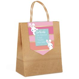 Sacola De Papel Com Fechamento Coelhinhos Rosa
