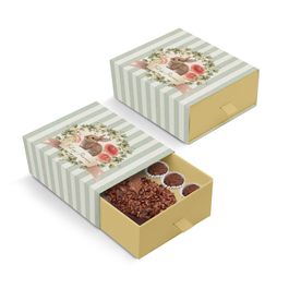 Caixa Luva Com Puxador Para Um Meio Ovo Com Docinho Breeze Colorido