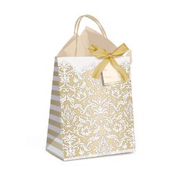 Kit Presente Sacola Adamascado Marfim