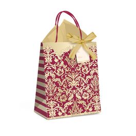Kit Presente Sacola Adamascado Marsala