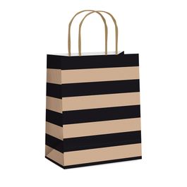 Sacola de Papel Pretty Listras Kraft / Preto