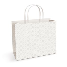 Sacola de Papel Horizontal Liso Com Relevo Branco
