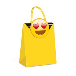 Sacola de Papel com Fechamento Emoticons Amarelo