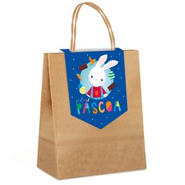 Sacola de Papel com Fechamento Brilho de Páscoa Azul