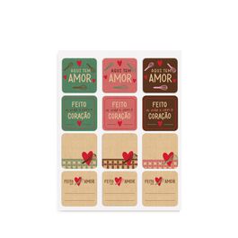 Adesivo Cartela Feito Com Amor Sweet Colorido