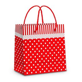 Sacola De Papel Poa Vermelho / Branco