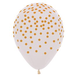 Látex Redondo Cristal Decorado Confetti Branco / Dourado