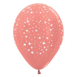 Látex Redondo Metal Decorado Estrelinhas Rose Gold
