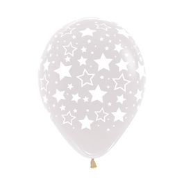 Látex Redondo Cristal Decorado Estrelas Cinza / Branco