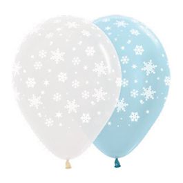 Látex Redondo Satin Decorado Compose Floco De Neve Azul / Branco