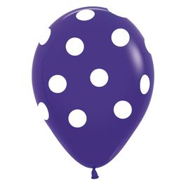Látex Redondo Fashion Decorado Poa Roxo / Branco