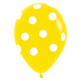 Látex Redondo Fashion Decorado Poa Amarelo / Branco