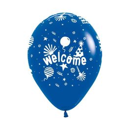 Látex Redondo Fashion Decorado Welcome Azul Escuro