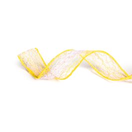 Fita 3cm Tela Amarelo / Branco