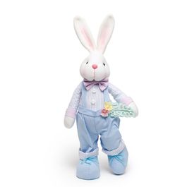 Coelho Decorativo de Pelúcia com Pé para Trás - Azul Claro