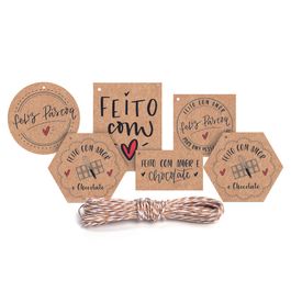 Kit Fechamento para Presente Feito com Amor Colorido