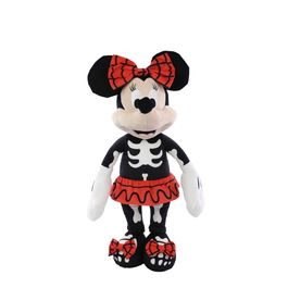 Pelúcia Minnie Esqueleto Preto e Branco e Vermelho
